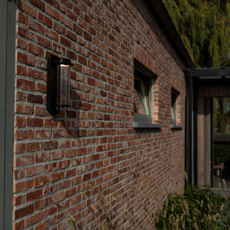 Lutec Aquarius Integrated LED Outdoor Wall Light - Black 5185901012 fixed to an outdoor wall