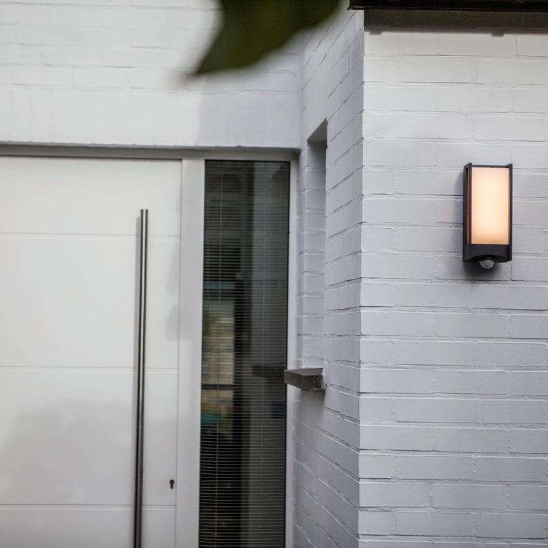 Lutec Qubo PIR Sensor LED Wall Light In Dark Grey 5193002118 outside wall