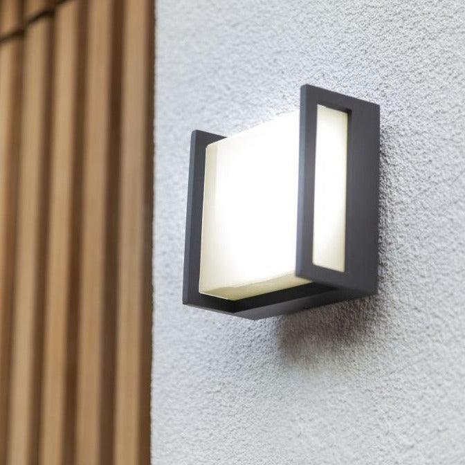 Lutec Qubo Outdoor Integrated LED Wall Light - Grey