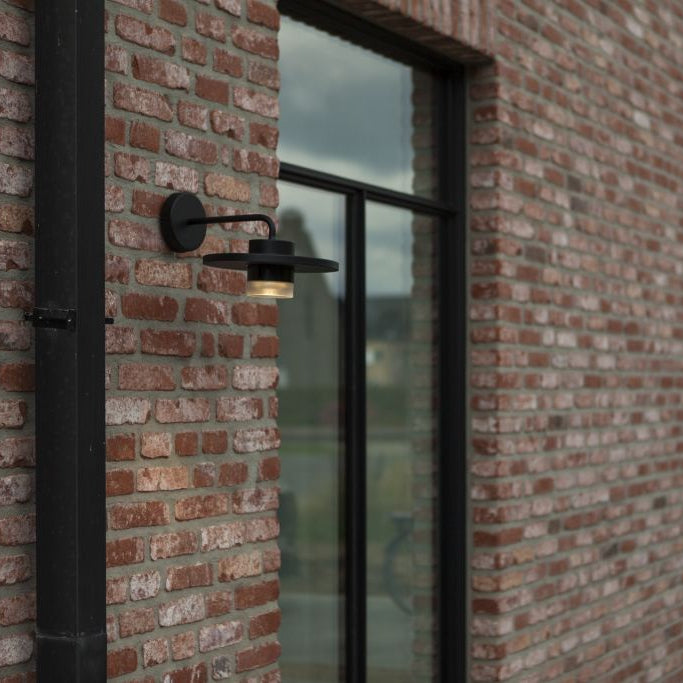 Lutec Plato LED Outdoor Wall Light – Black & Clear Glass (IP54)