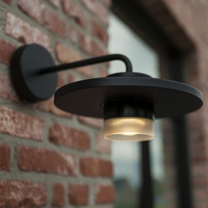 Lutec Plato LED Outdoor Wall Light – Black & Clear Glass (IP54)