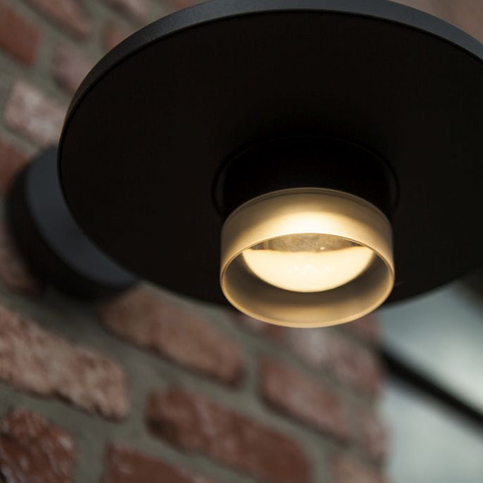Lutec Plato LED Outdoor Wall Light – Black & Clear Glass (IP54)