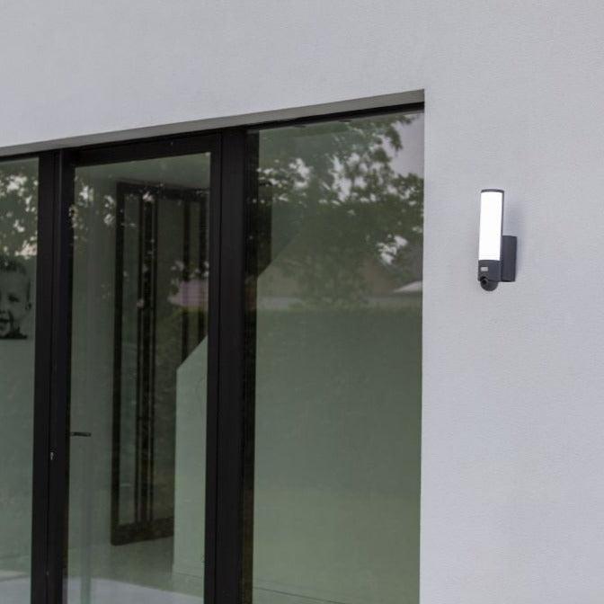 Lutec Elara Outdoor LED Wall With Security & Motion Sensor - Dark Grey 5267106118 fixed to an outside wall
