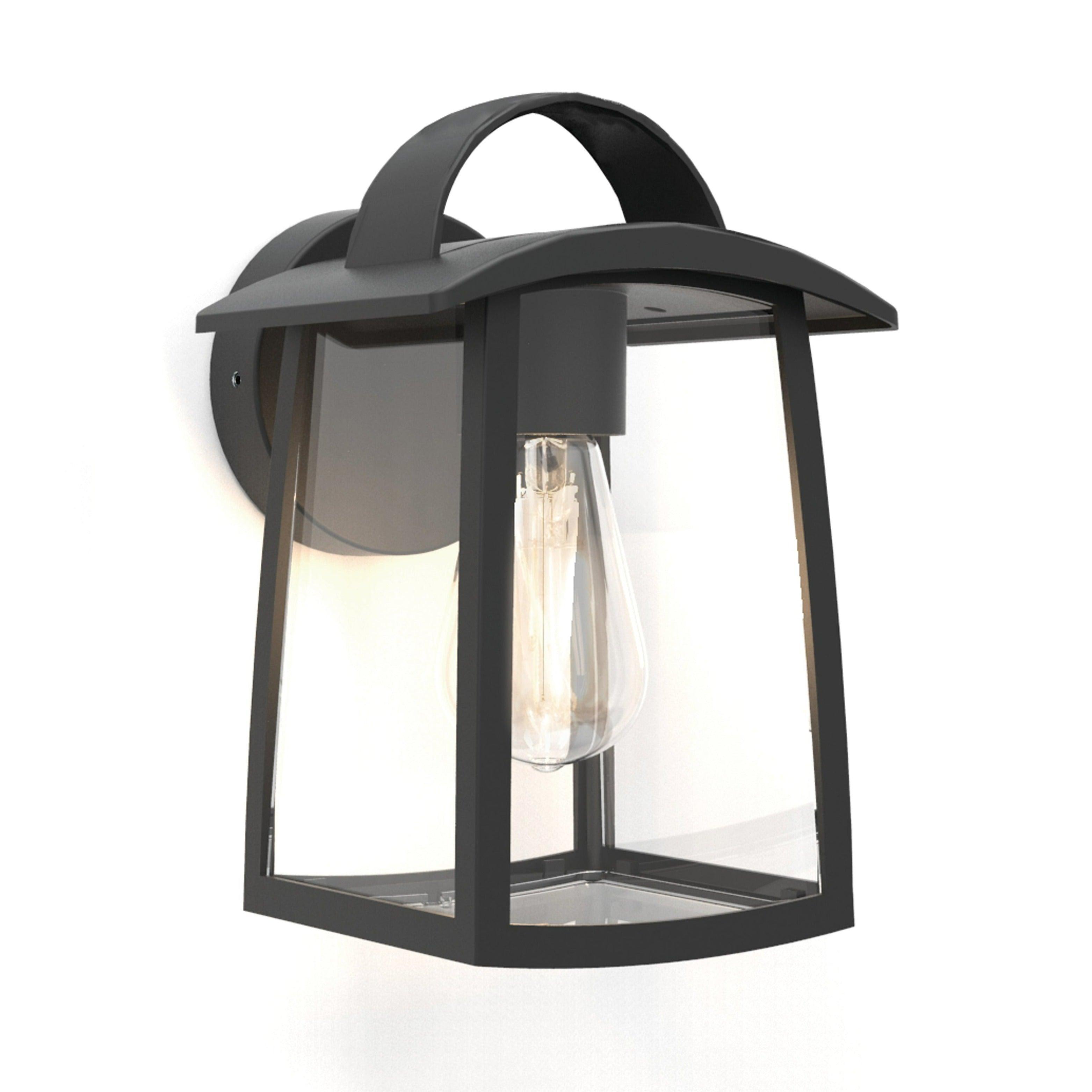 Lutec Kelsey Black Outdoor Lantern Wall Light In Black