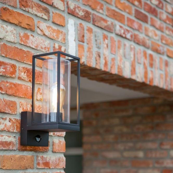 Lutec Flair PIR Outdoor Wall Light In Matt Black-WAREHOUSE-40-200326
