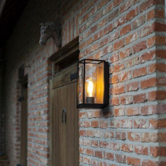 Lutec Flair Outdoor Half Lantern Wall Light - Wood Effect 5288814012 Outside wall