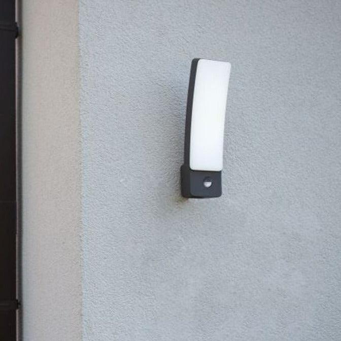 Lutec Kira Outdoor LED Grey Wall Light - PIR Sensor 5288903118 Fixed to an outside wall