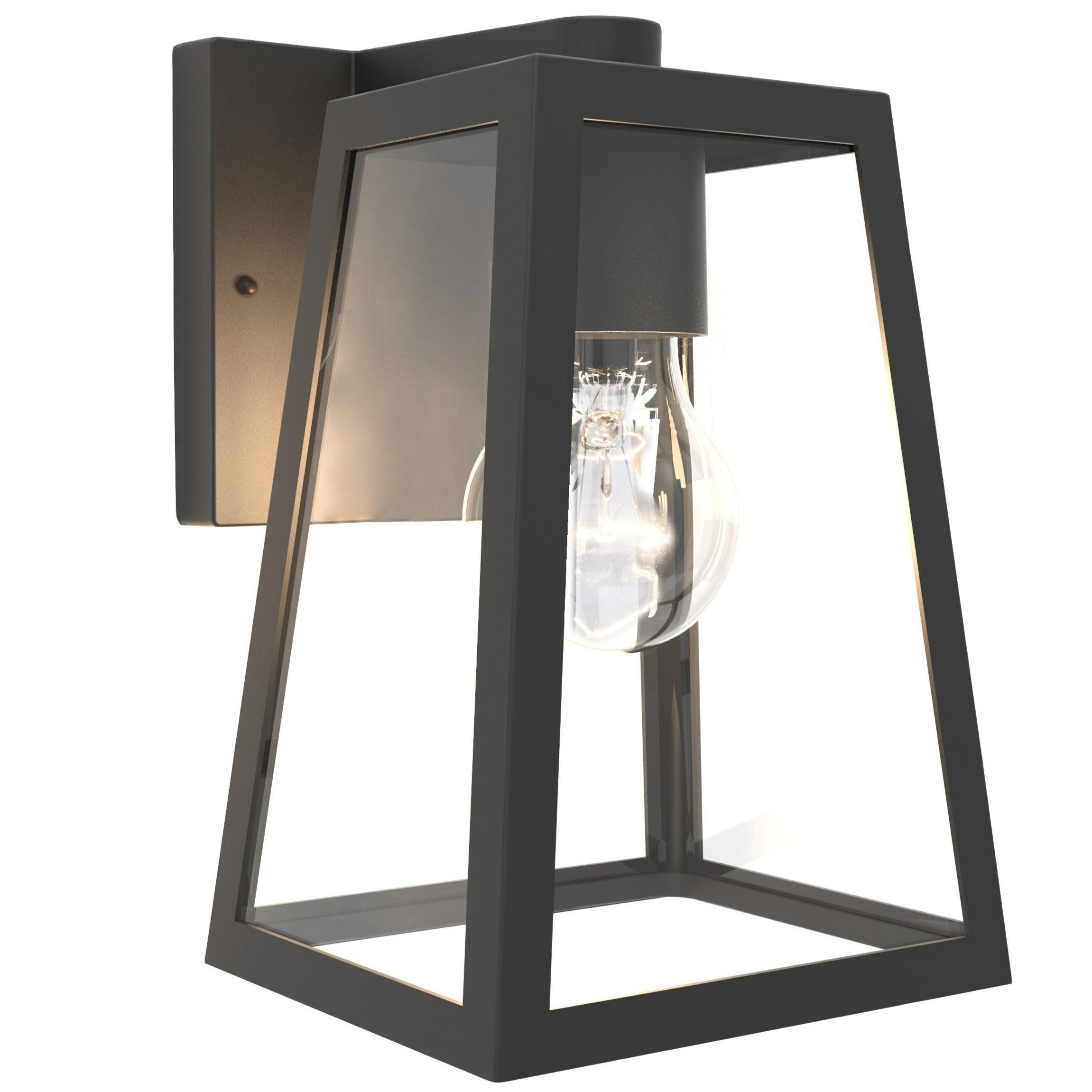 Lutec Fia Outdoor Wall Light Lantern In Matt Black-WAREHOUSE-40-200326