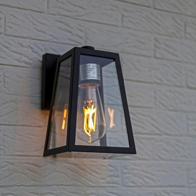 Lutec Fia Outdoor Wall Light Lantern In Matt Black