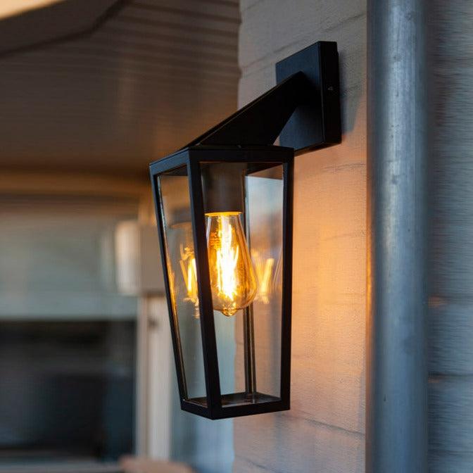 Lutec Pine Outdoor Lantern Down Wall Light - Black 5296602012 outside wall
