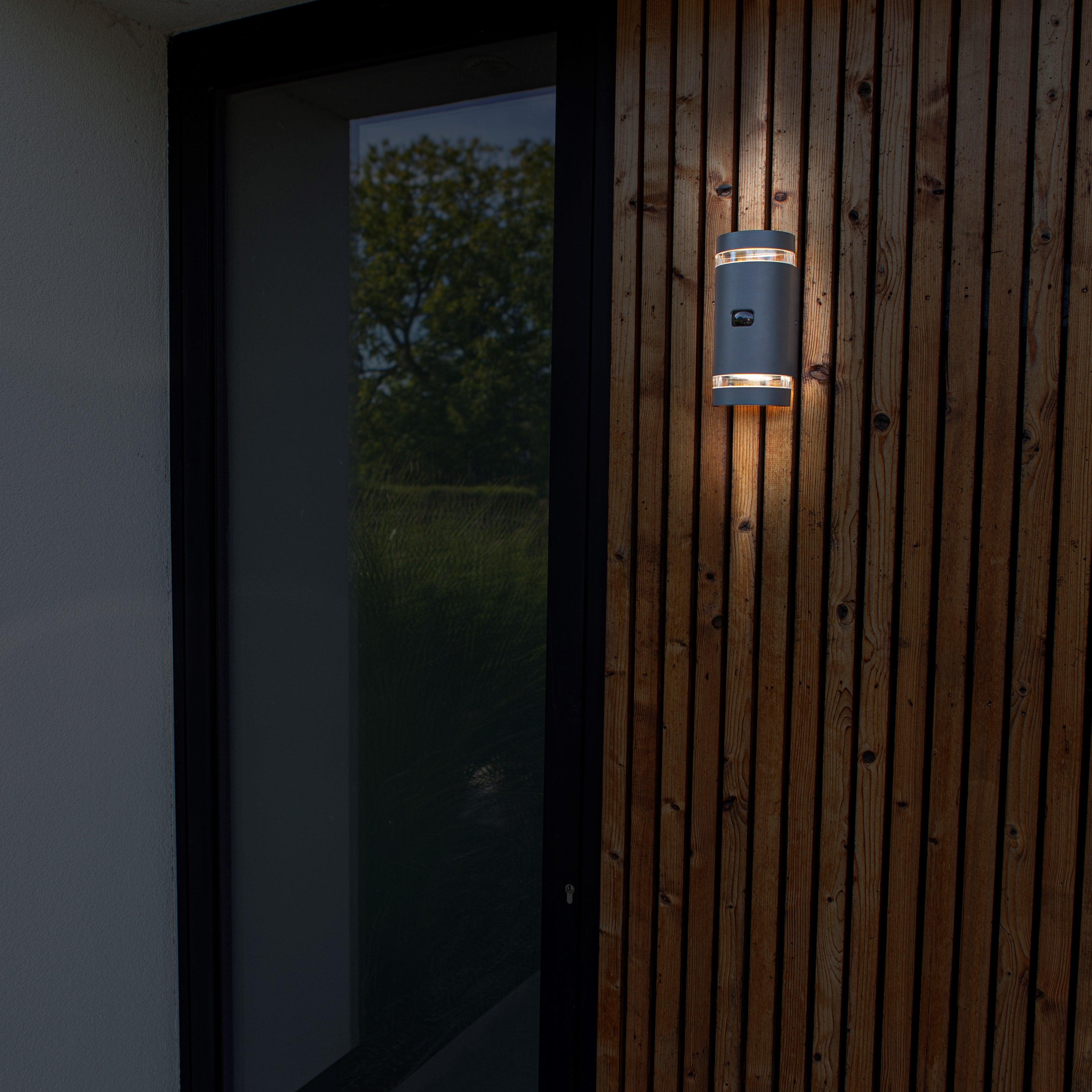 Lutec Focus Grey Outdoor Up & Down Wall Light - PIR Sensor-clearance