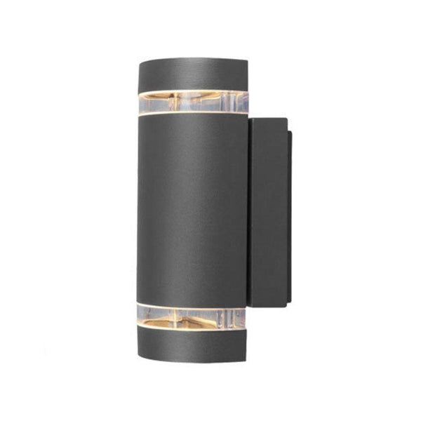 Lutec Focus Black Outdoor Up & Down Wall Light With Dusk To Dawn Sensor