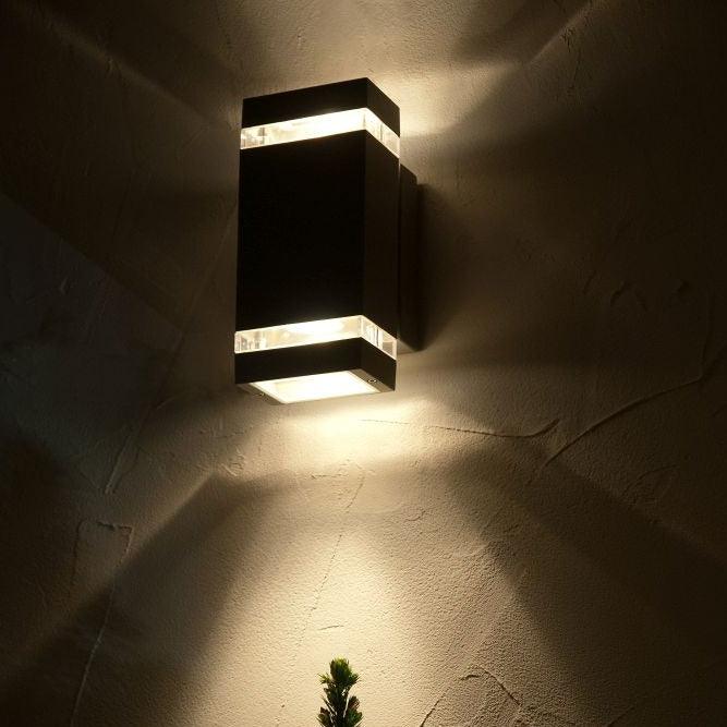 Lutec Focus Up & Down LED Wall Light In Dark Grey 5605013118 night image