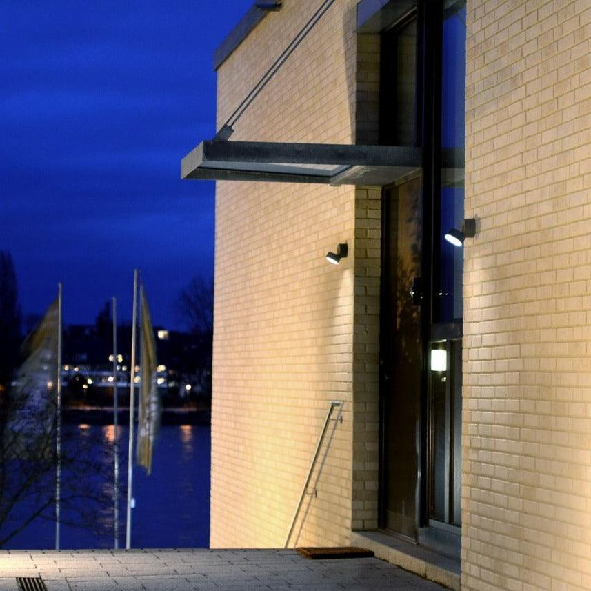 Lutec Trumpet IP54 Integrated LED Outdoor Wall Light - Grey 5626001118 Two fixed to an outside wall