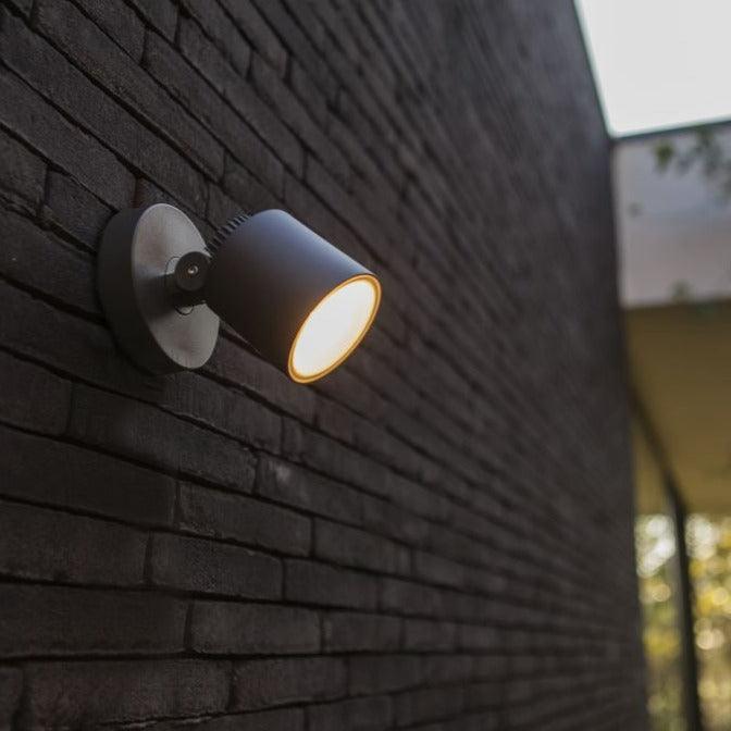 Lutec Explorer Outdoor LED Wall Light In Dark Grey 6609202118 attached to an outdoor wall