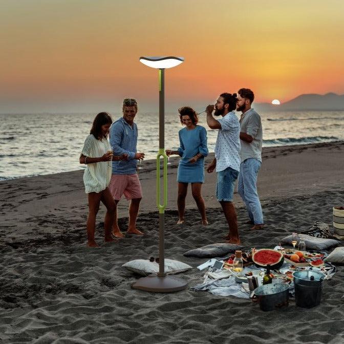 Lutec Poppy Grey Outdoor LED Solar Post Light With Bluetooth Speaker 6910802335 beach