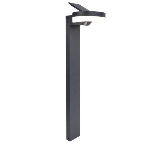 Lutec Runda PIR Outdoor LED Solar Bollard - Dark Grey