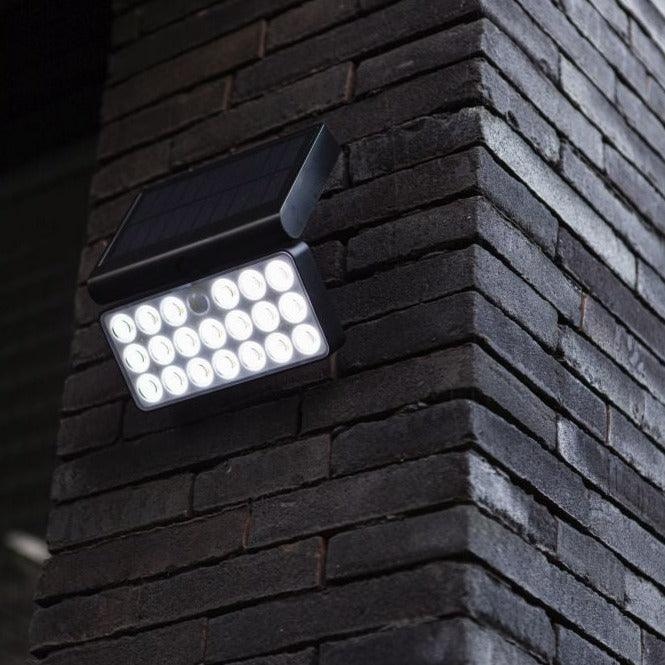 Lutec Tuda Solar LED Black Wall Light With PIR Sensor