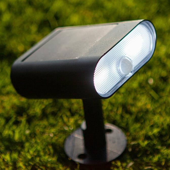 Lutec Ginbo Solar LED Black Outdoor Wall Light with Spike 6938405330 white light
