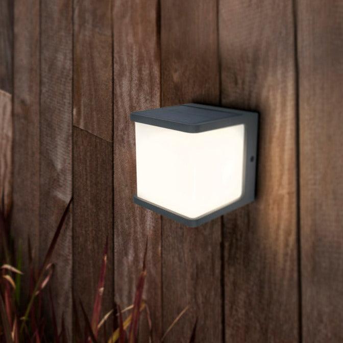 Lutec Doblo LED Solar Grey Wall Light - Motion Sensor warehouse clearance stock