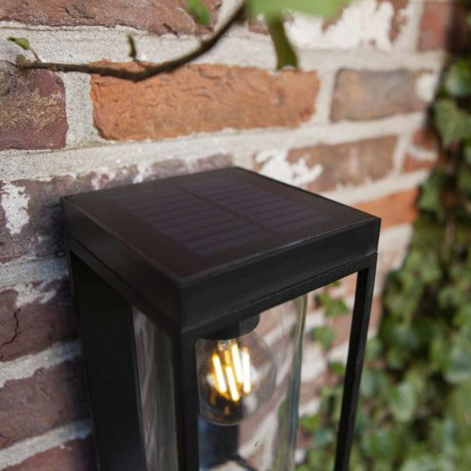 Lutec Flair Solar PIR Outdoor Wall Light - Black 6988804012 - solar panel