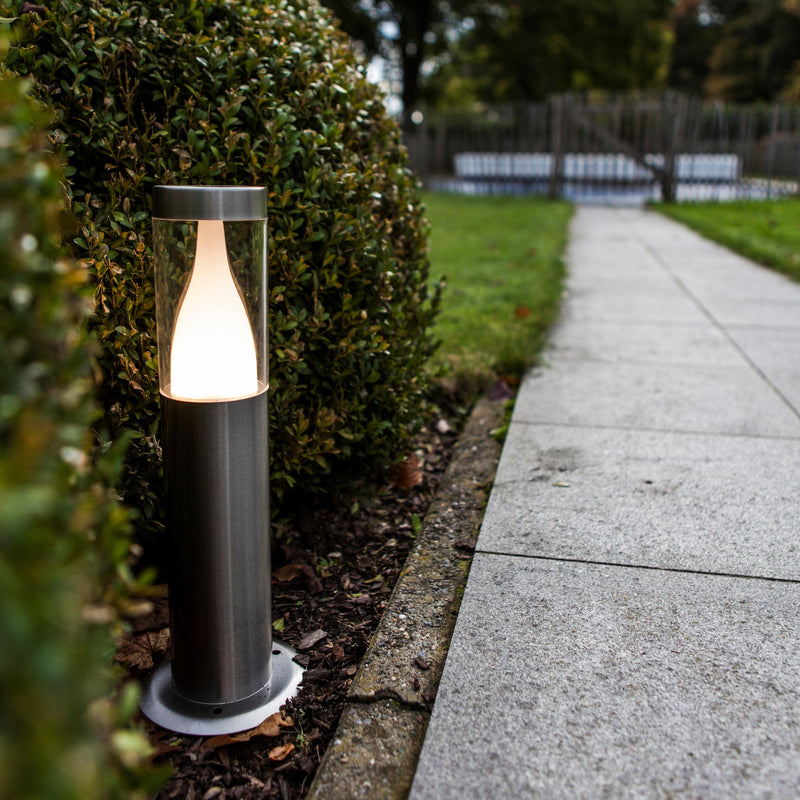 Lutec Outdoor Silver LED Bollard Pathway Light In Stainless Steel 7008201001