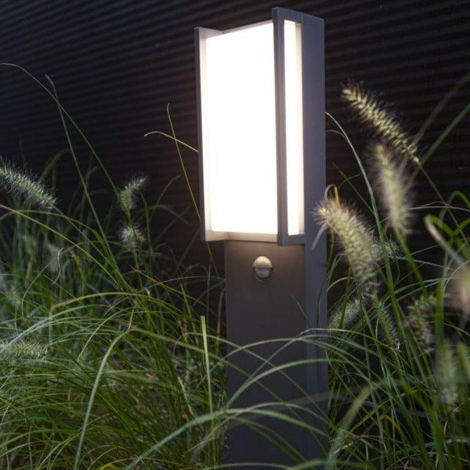 Lutec Qubo IP54 Integrated LED Bollard Pathway Light In Dark Grey 7193004118