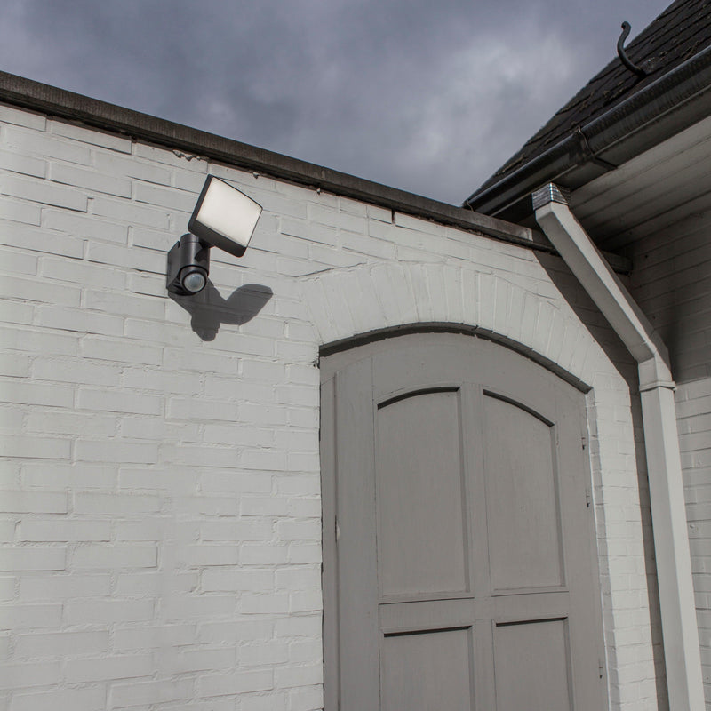 Lutec Sunshine Grey Outdoor LED Wall Light - PIR Sensor 7625601345 security light fixed to outdoor wall