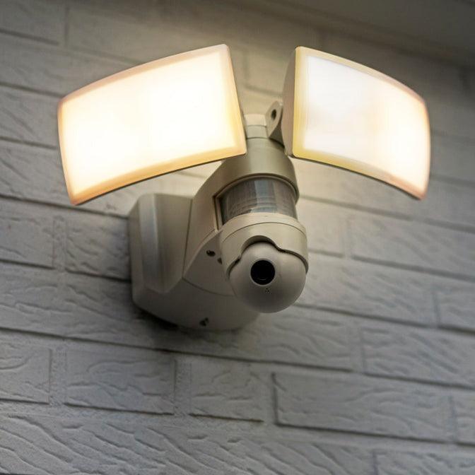 Lutec Libra Outdoor LED Wall Light With Camera & Motion Sensor - White 7632406053 fixed to a wall