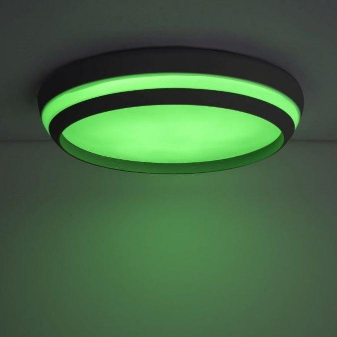 Lutec Cepa LED Black Flush Ceiling Light- 35cm 8402901012 Green Light