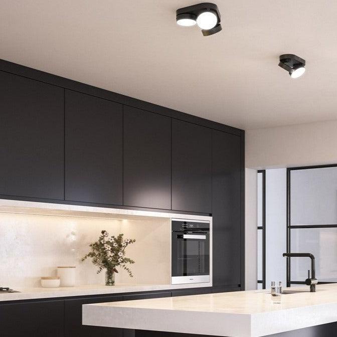 Lutec Stanos Flush LED Double Ceiling Light - Black-clearance