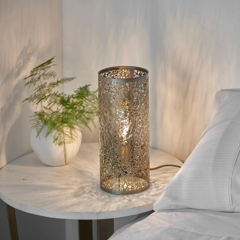 Endon Secret Garden Antique Brass Table Lamp 70102 - Bedside Table Close-up