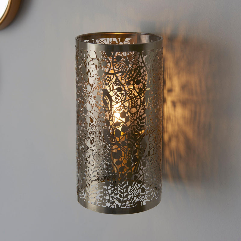 Endon Secret Garden Antique Brass Wall Light 70105 - Lamp on