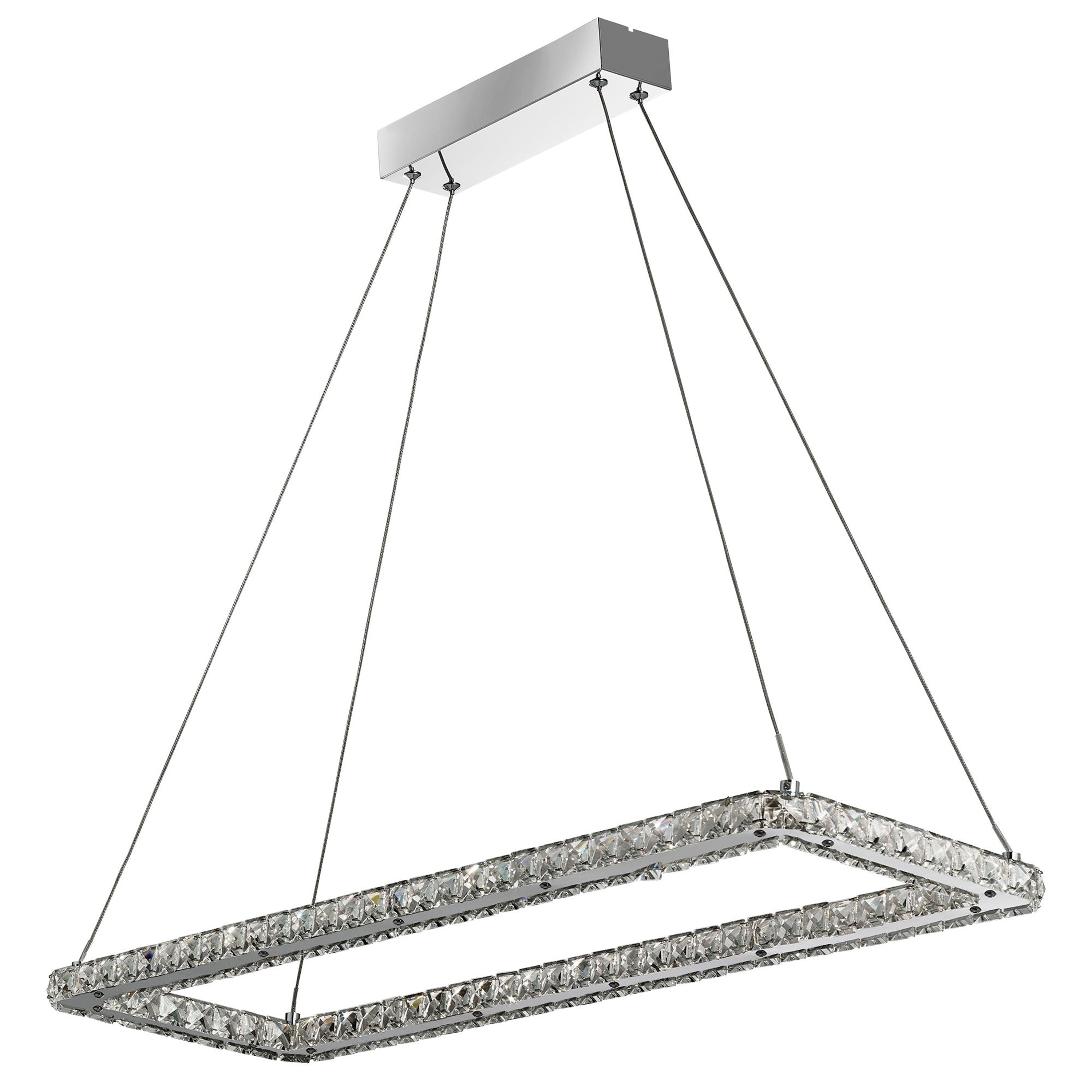 Searchlight Clover LED Rectangular Chrome & Glass Pendant
