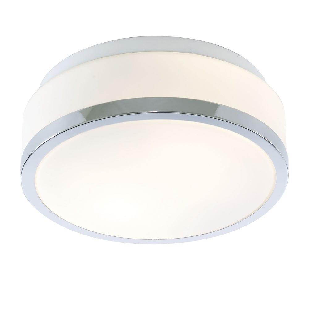 Cheese Bathroom 2 Light Chrome Ceiling Flush White Glass Shade-warehouse-180926