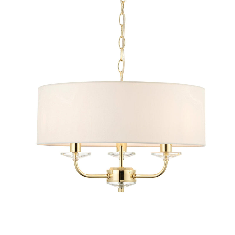 Endon Nixon 3 Light Brass & Glass Ceiling Pendant With Shade