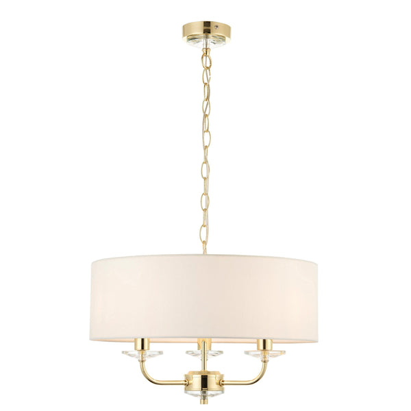 Endon Nixon 3 Light Brass & Glass Ceiling Pendant With Shade 70560