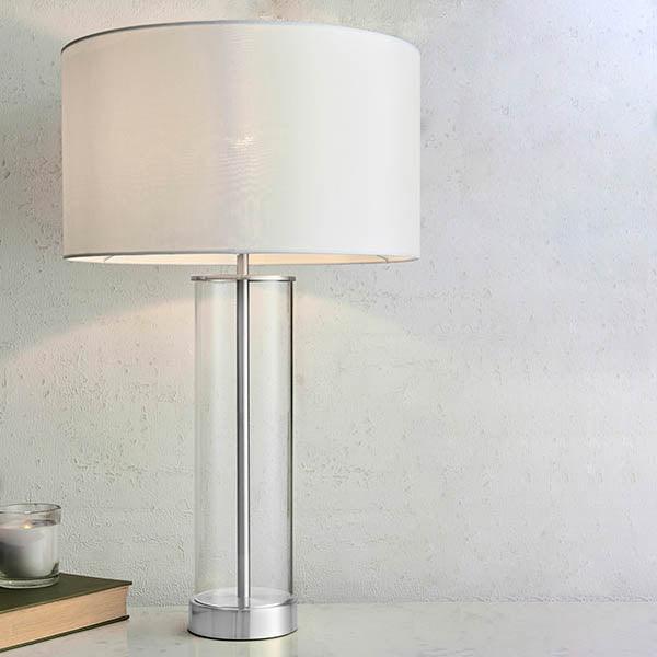 Endon Lessina Touch Table Lamp With Vintage White Shade-Endon Lighting-Living-Room-Tiffany Lighting Direct-[image-position]