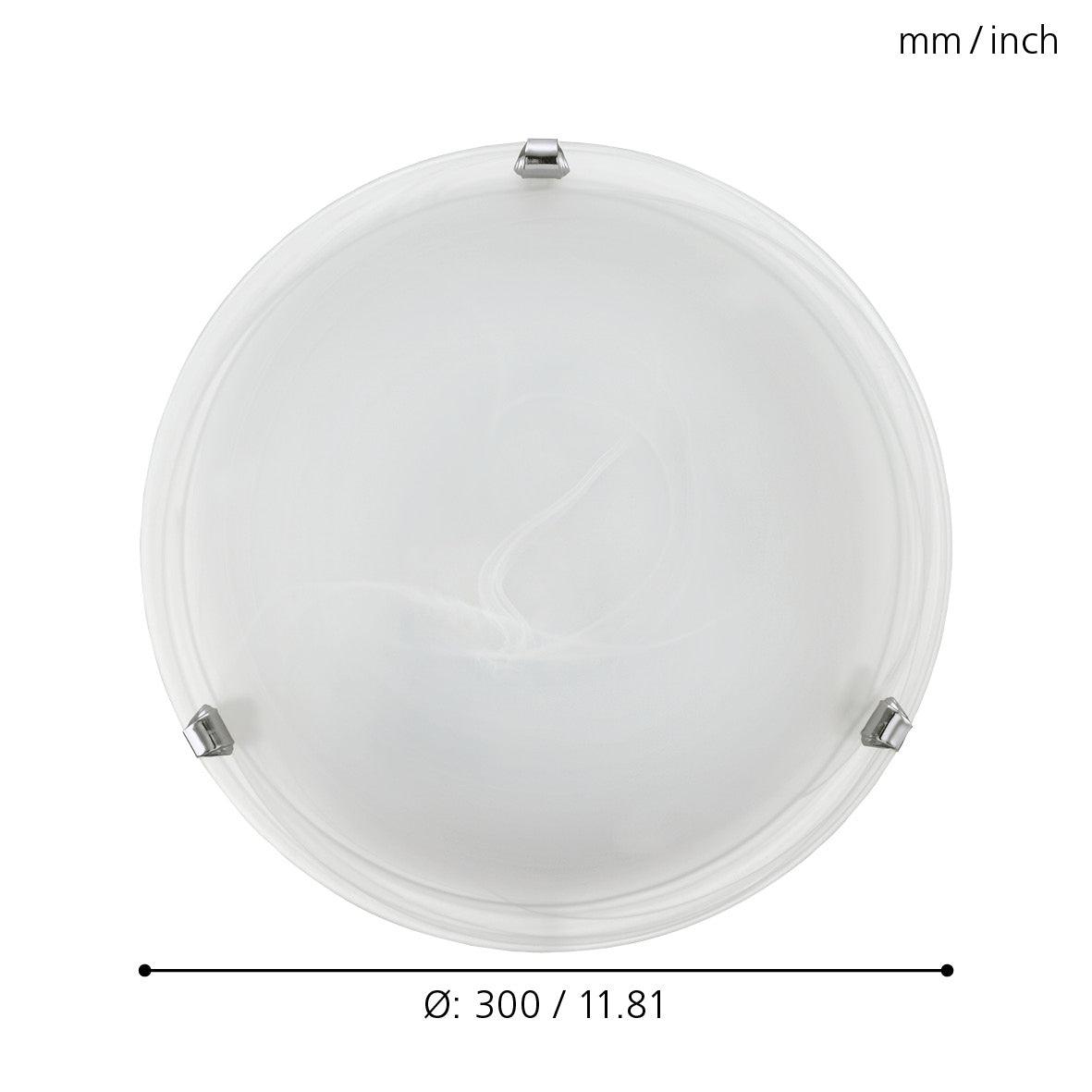 eglo salome white alabaster glass ceiling flush 30cm living room close up
