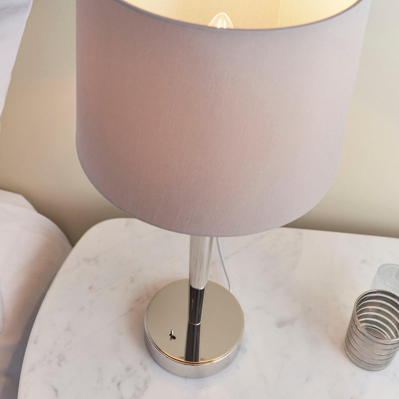 Endon Syon 1 Light Nickel Table Lamp With Mink Shade 72175 - detail image