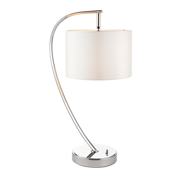 Endon Josephine 1 Light Nickel Table Lamp - White Shade 72389