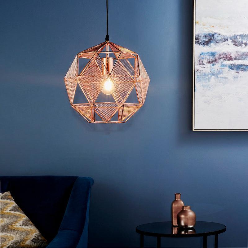 Endon Armour Copper 1 Light Pendant-warehouse-180926
