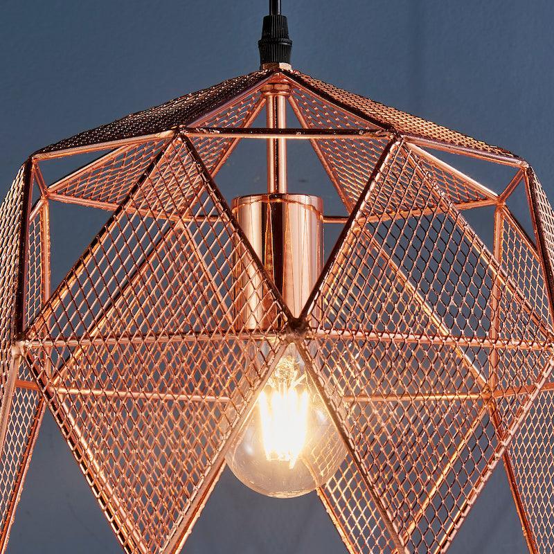 Endon Armour Copper 1 Light Pendant-warehouse-180926
