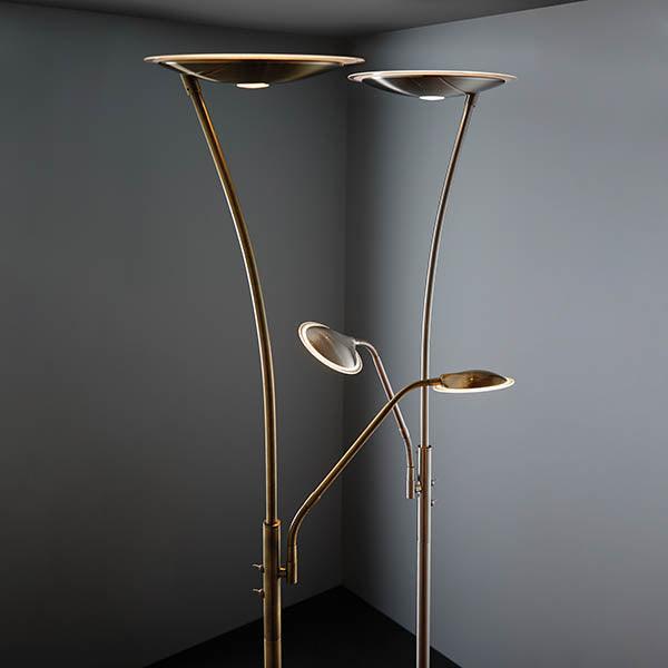 Alassio Antique Brass Mother & Child LED Floor Lamp