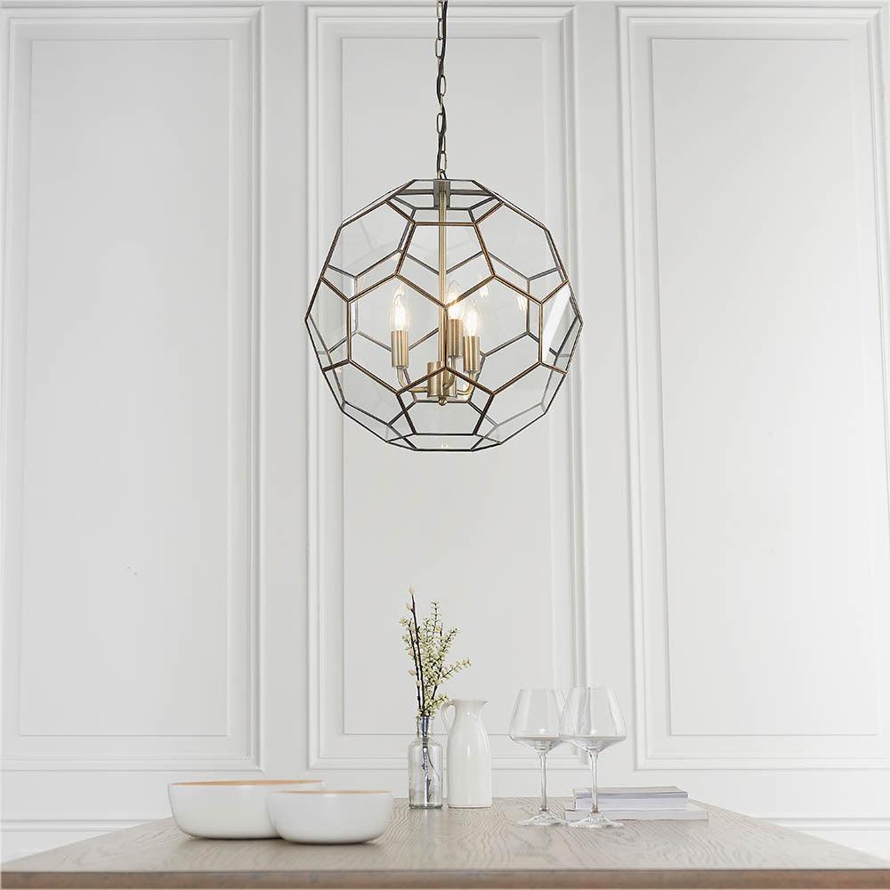 Endon Miele 3 Light Brass & Glass Ceiling Pendant-warehouse-40