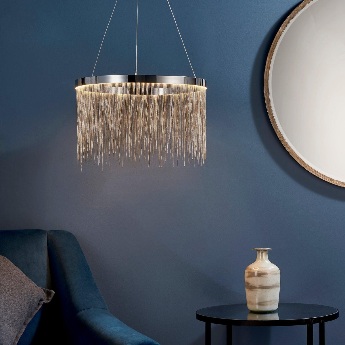 Endon Zelma 1 Light Chrome Ceiling Pendant Light-OPEN-BOX-BSL-270826