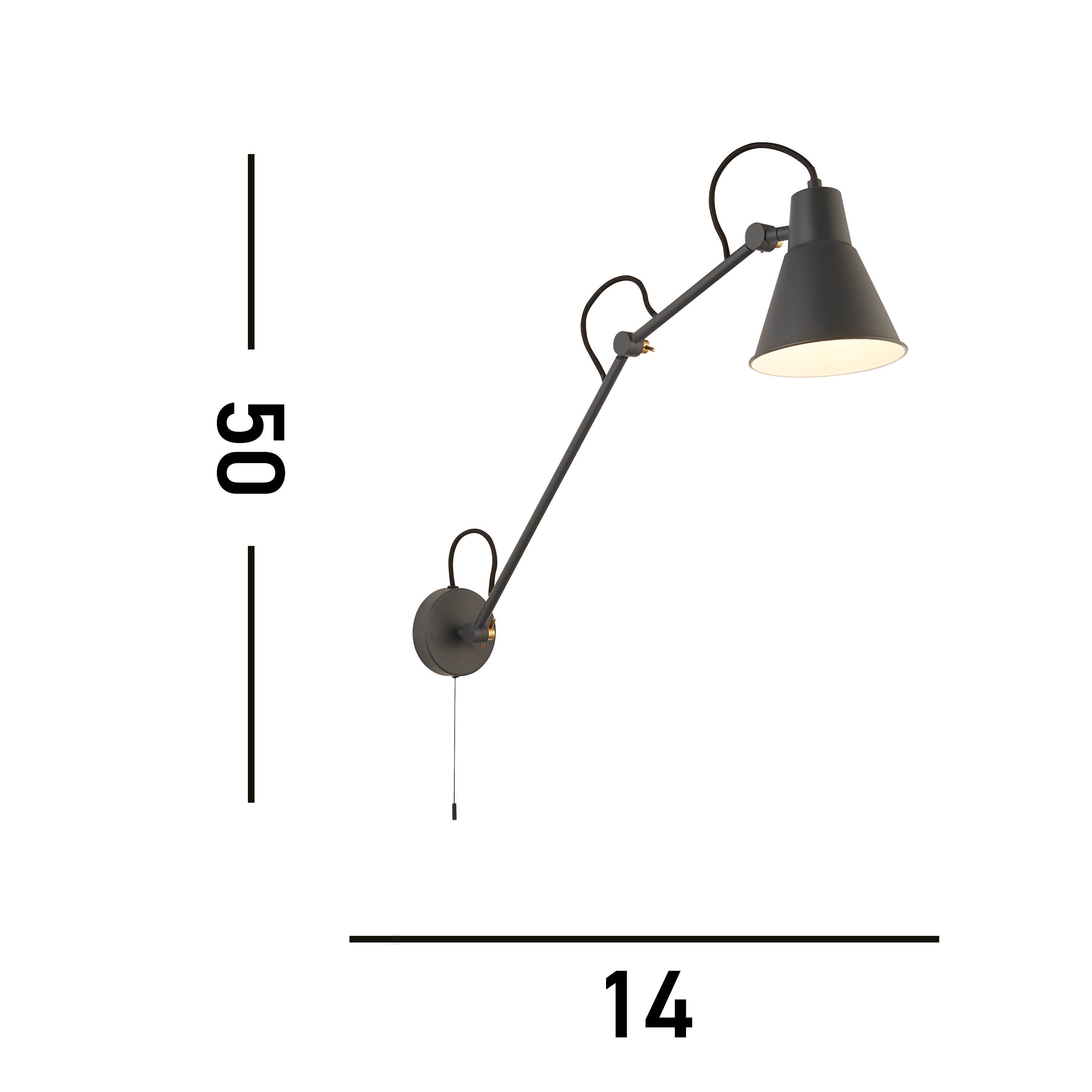 Searchlight Swing Arm Grey Wall Light