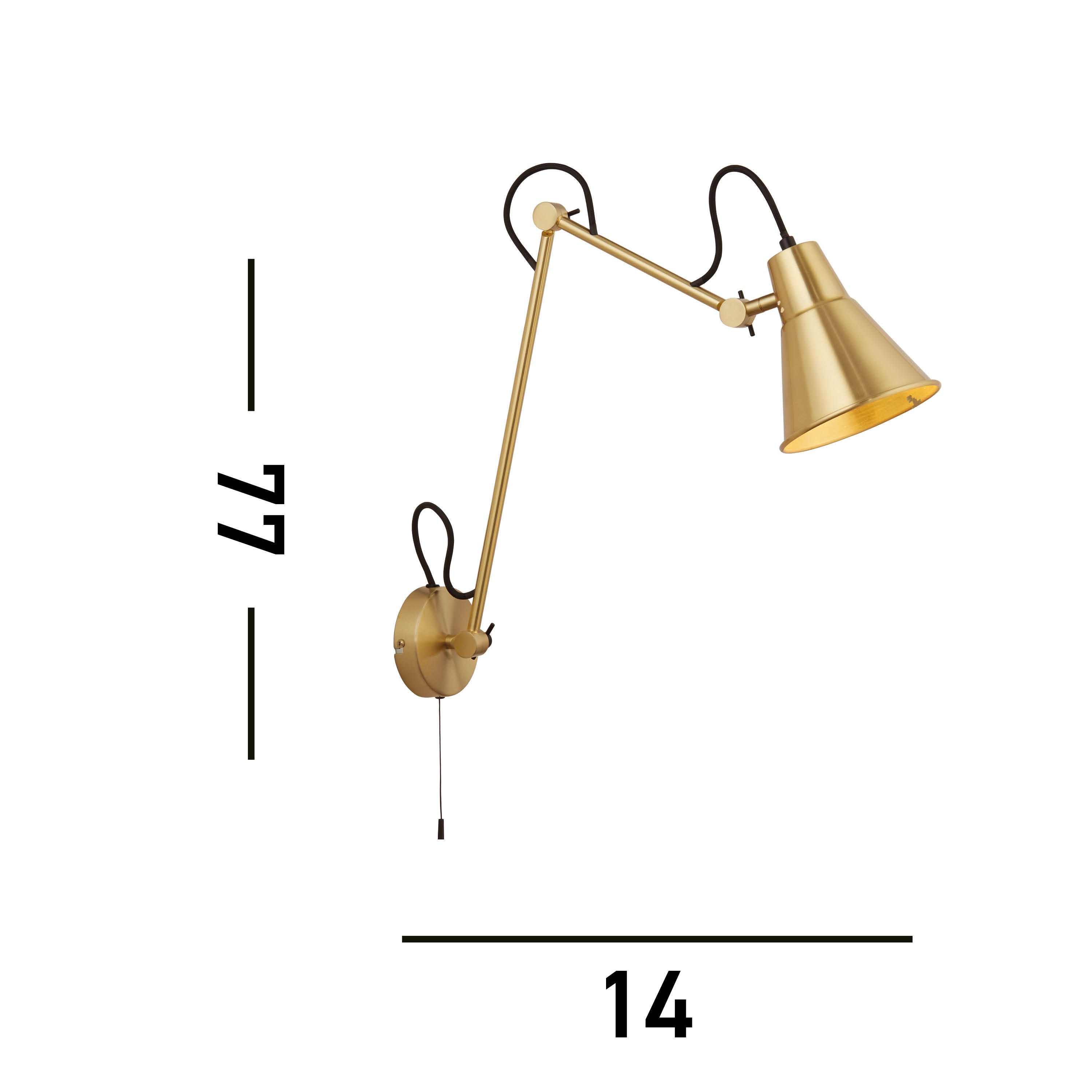 Searchlight Swing Arm Brass Wall Light