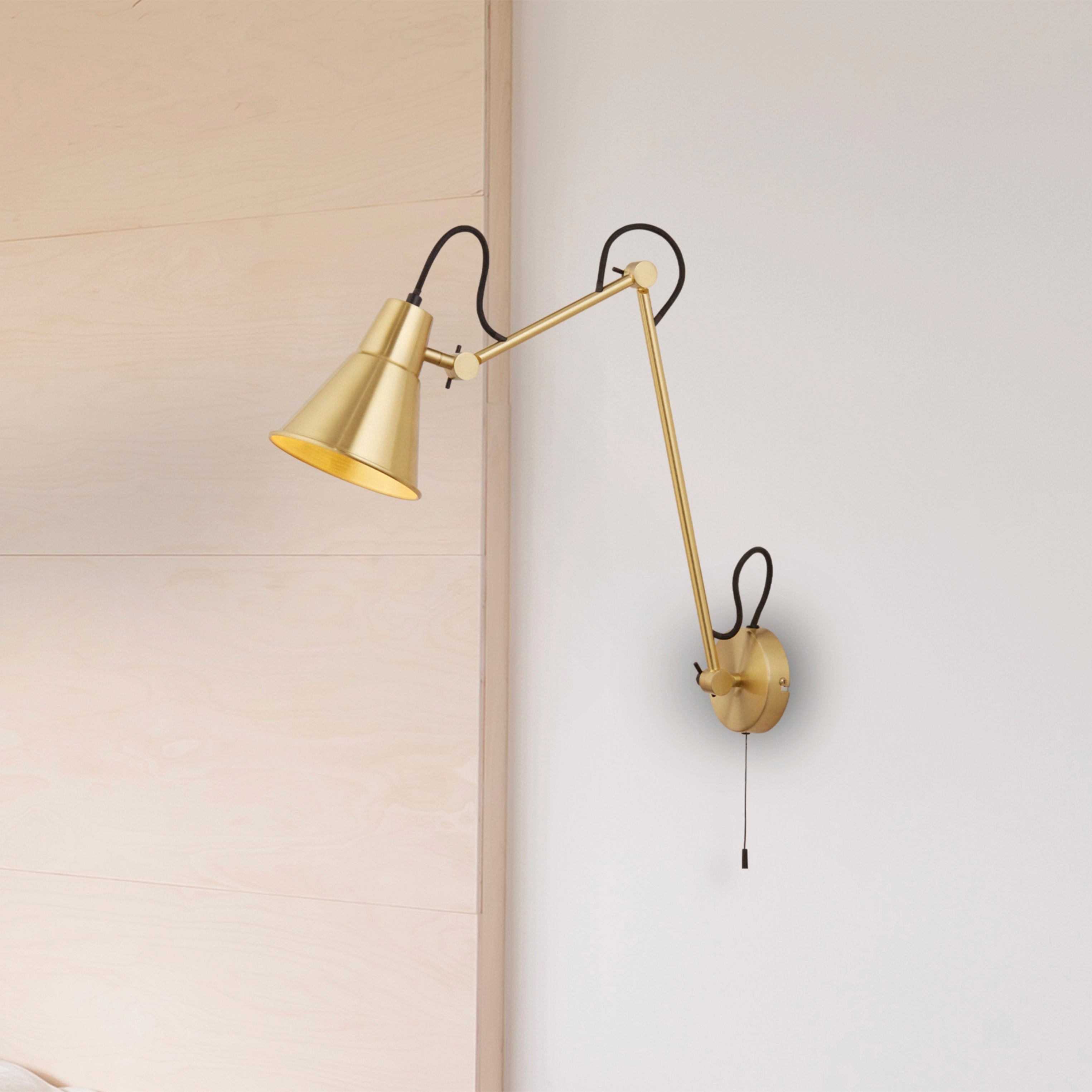 Searchlight Swing Arm Brass Wall Light