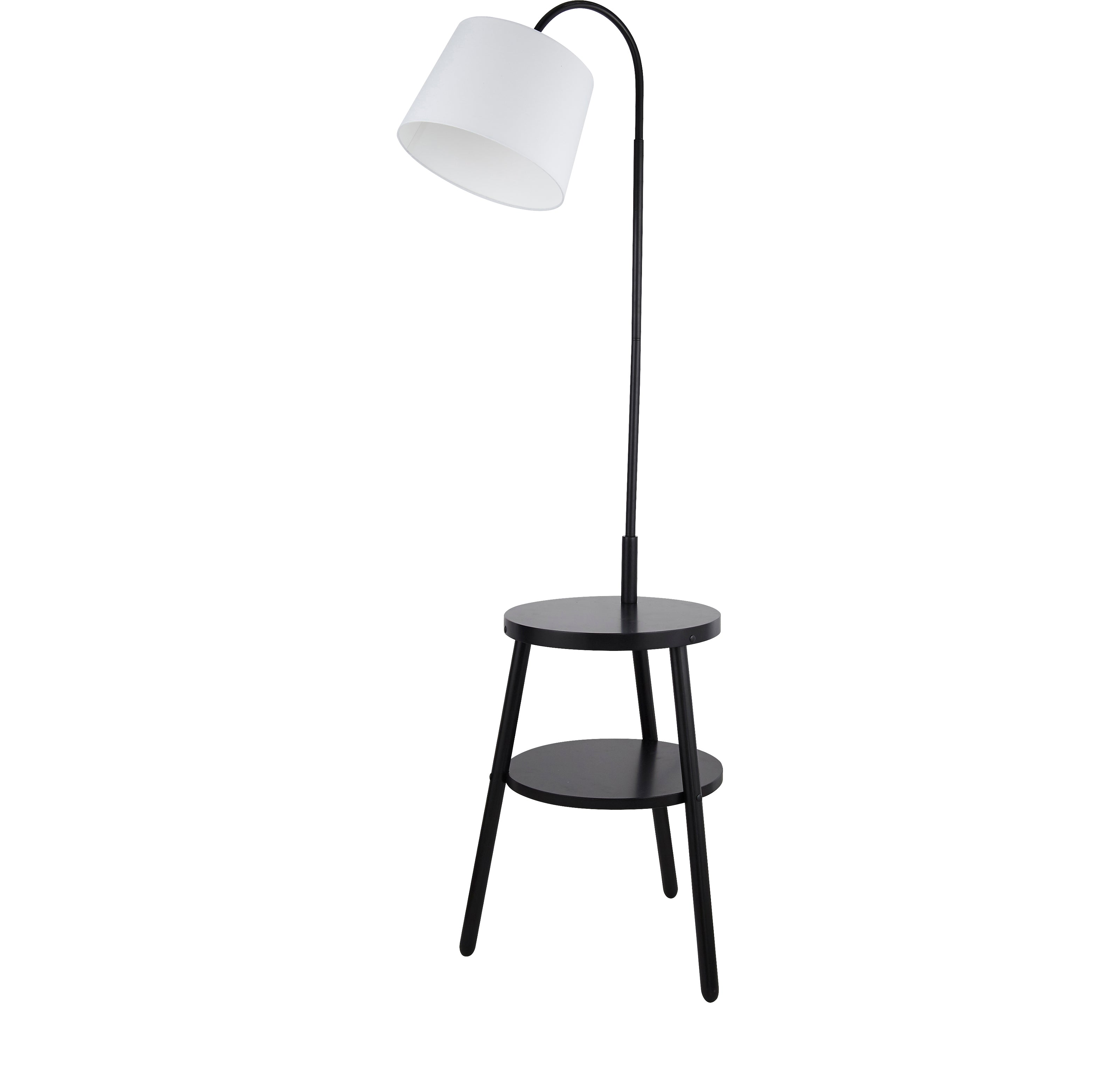 Searchlight Ridge Shelf Black Floor Lamp - White Shade